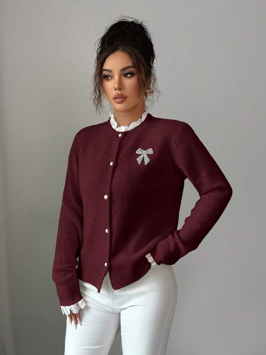 BORDOWY SWETER GUZIKI 