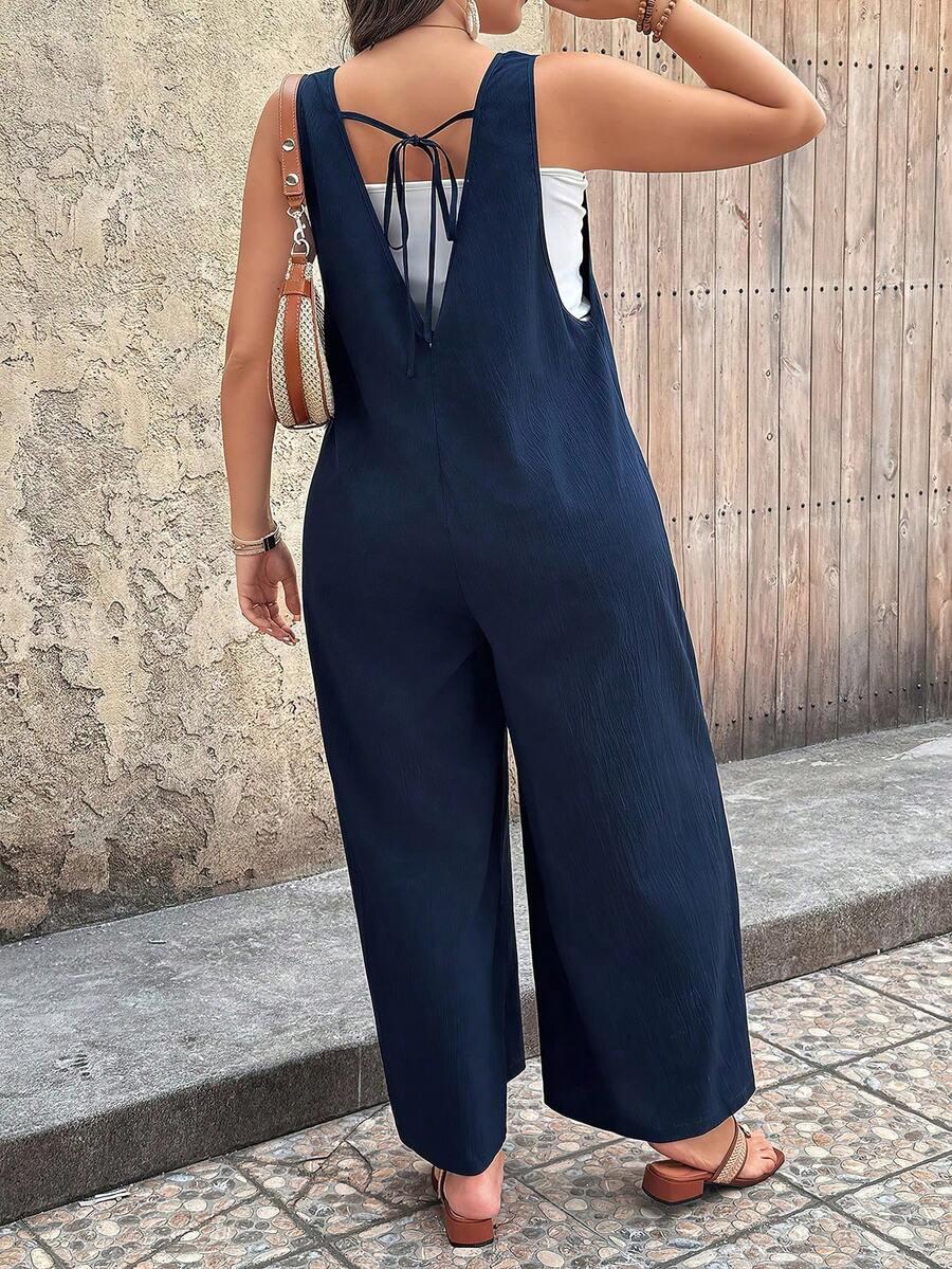 GRANATOWY KOMBINEZON CASUAL