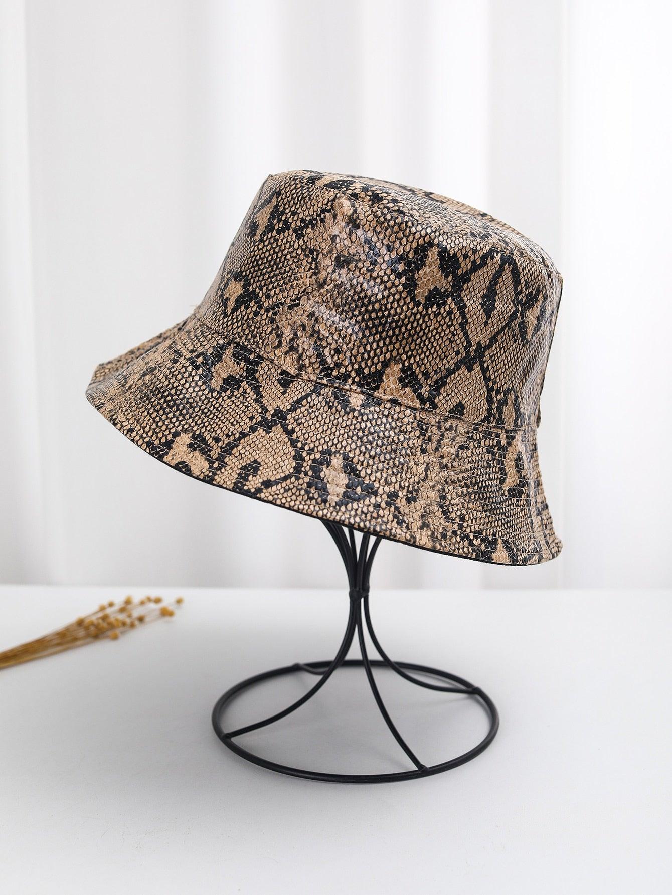 KAPELUSZ BUCKET ANIMAL PRINT IMITACJA SKÓRY