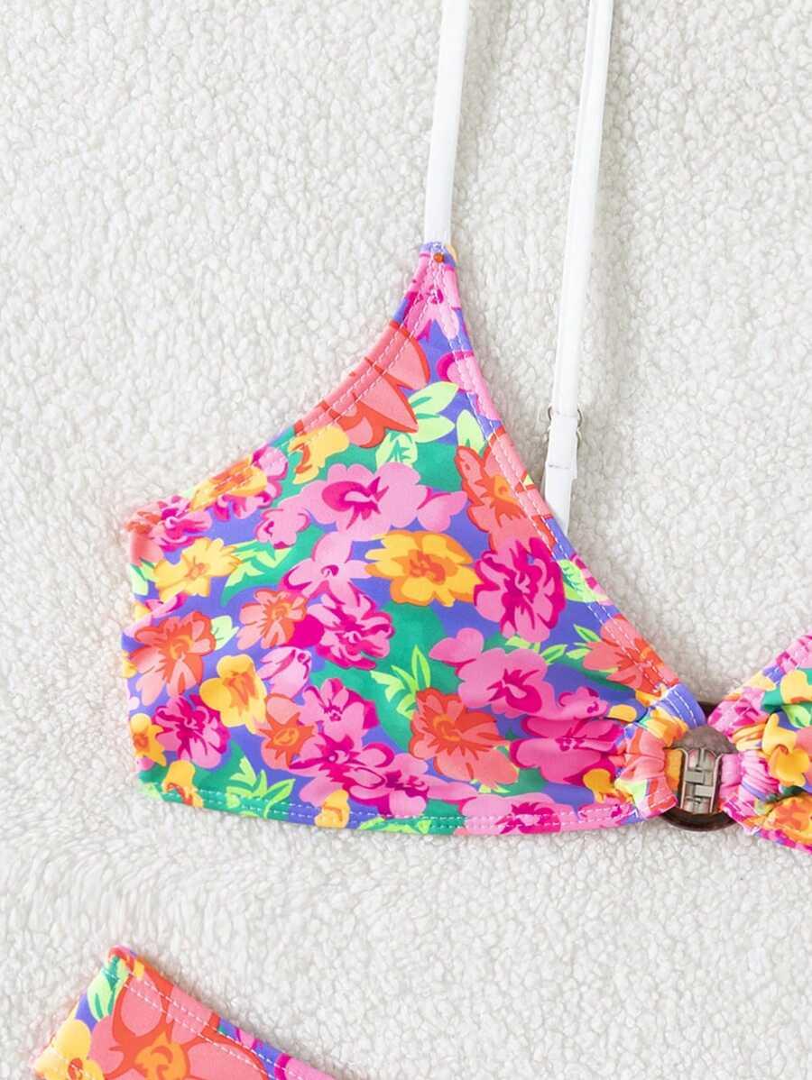 DWUCZĘŚCIOWE BIKINI DAMSKIE KWIATOWY WZÓR