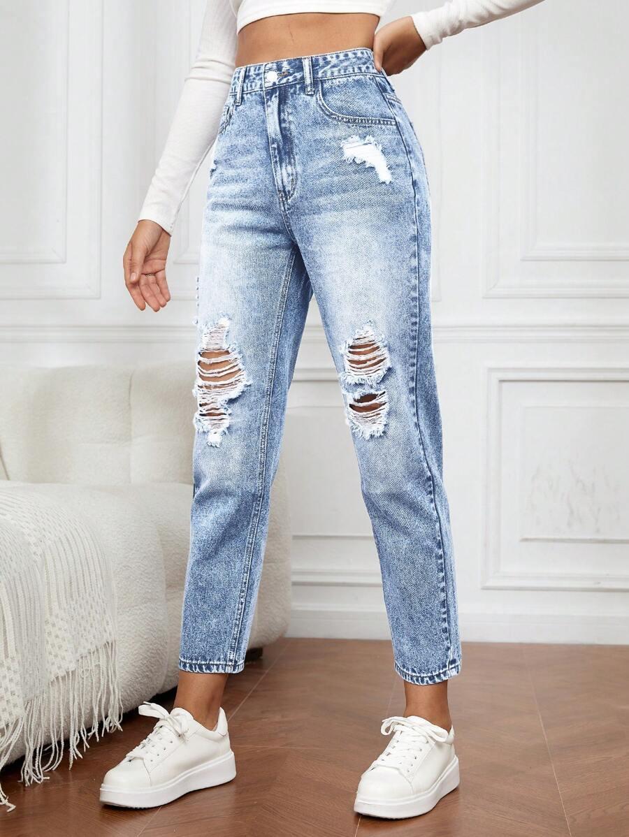 NIEBIESKIE SPODNIE JEANS PRZETARCIA