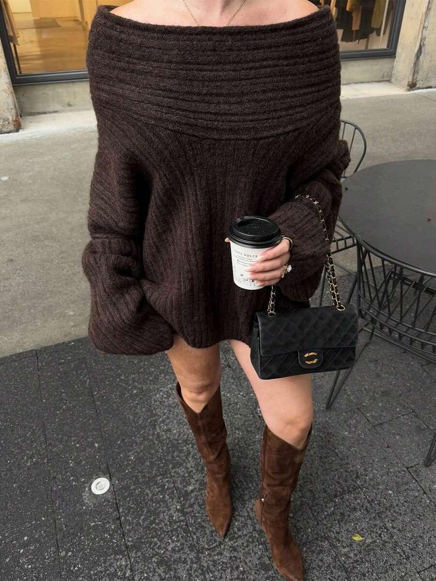 BRĄZOWY SWETER CASUAL