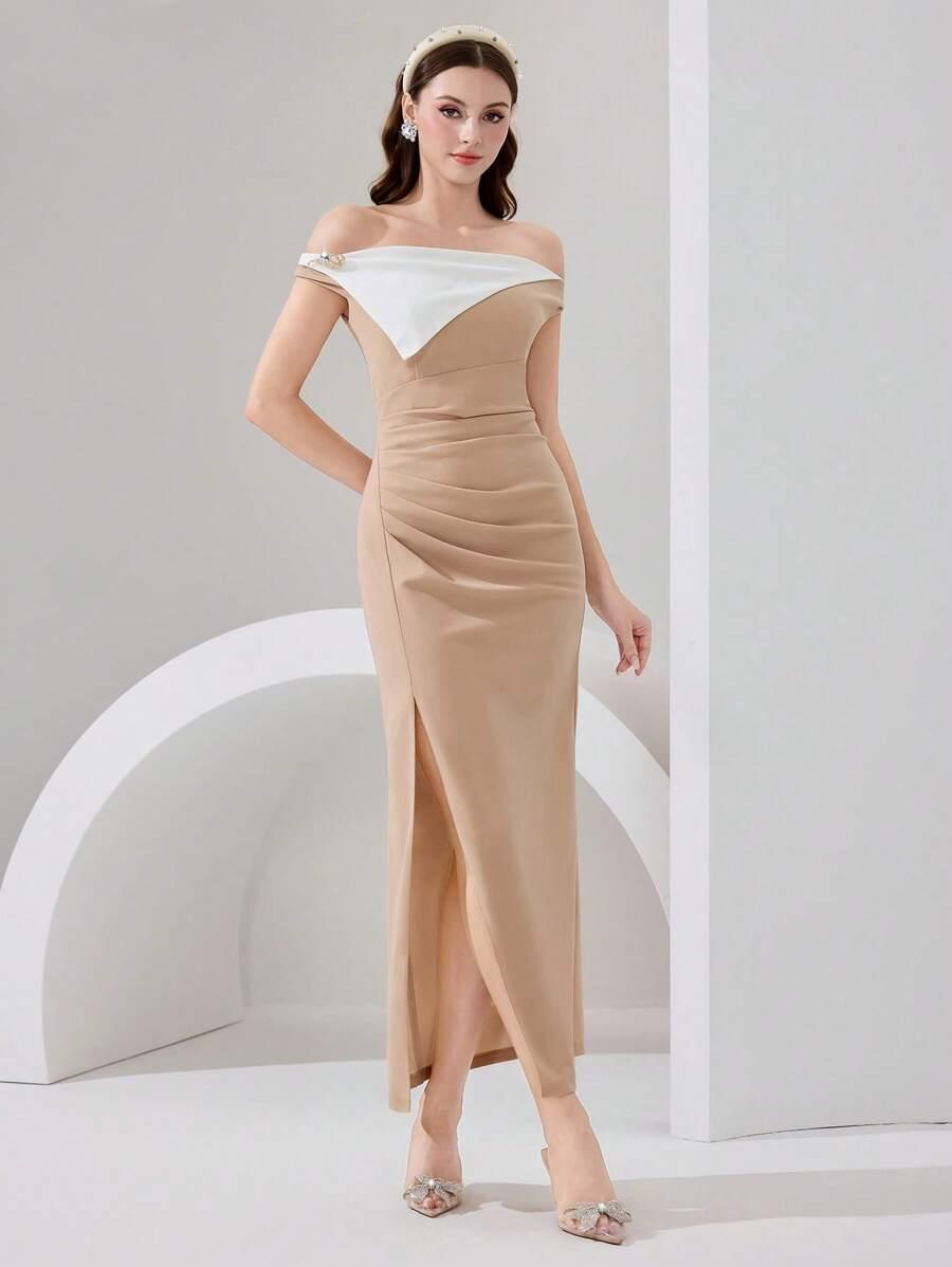 ELEGANCKA SUKIENKA KOBIECA ODSŁANIAJĄCA RAMIONA