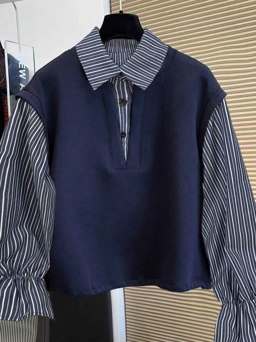 granatowa bluza kołnierzyk 