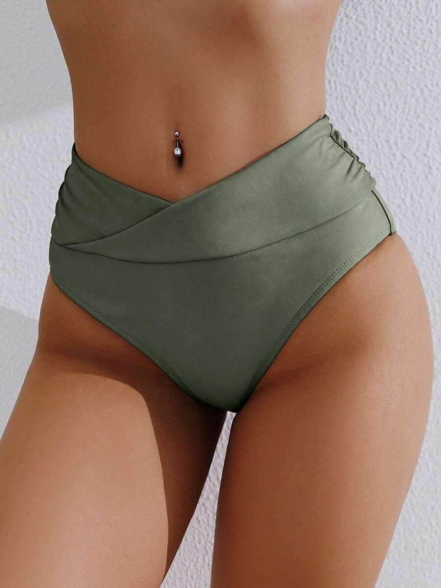 zielony dół od bikini marszczenia