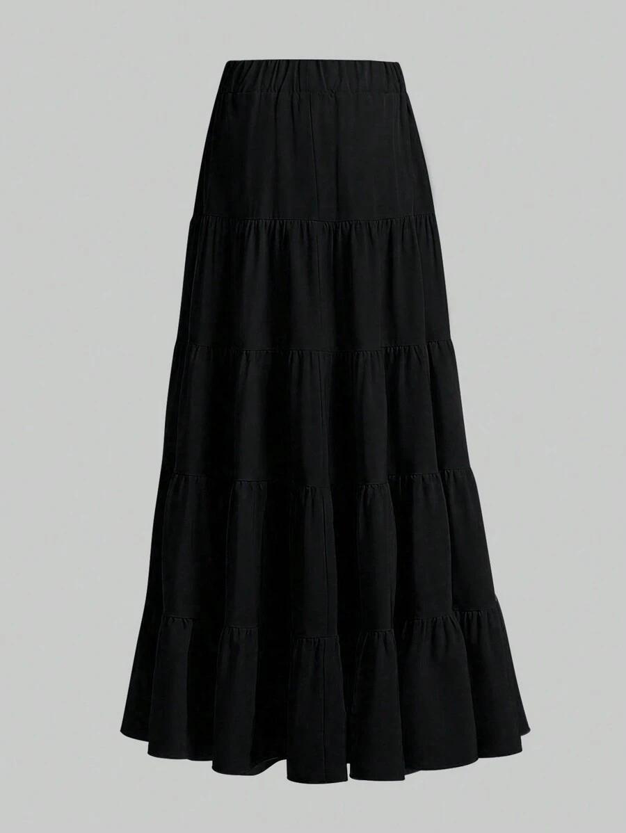 CZARNA MAXI SPÓDNICA 