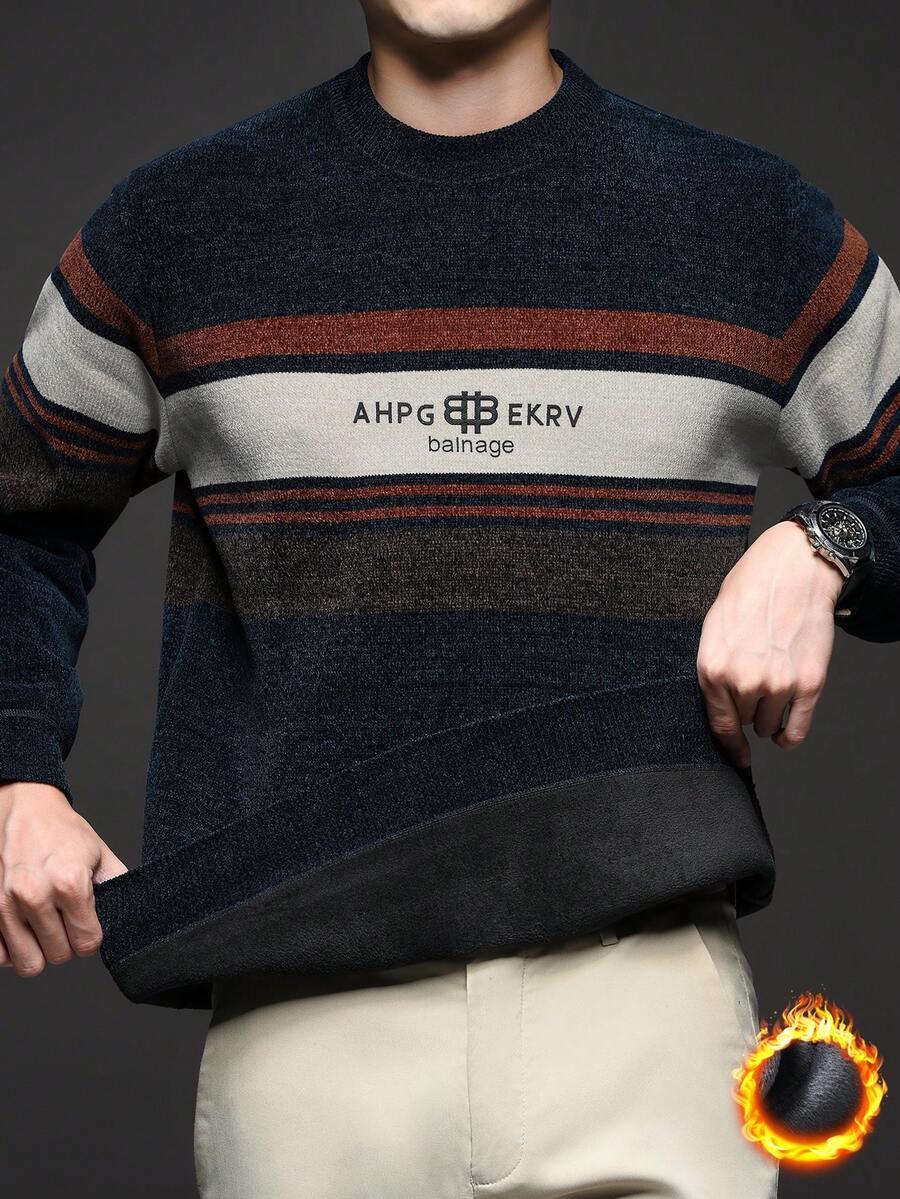 kolorowy sweter okrągły dekolt