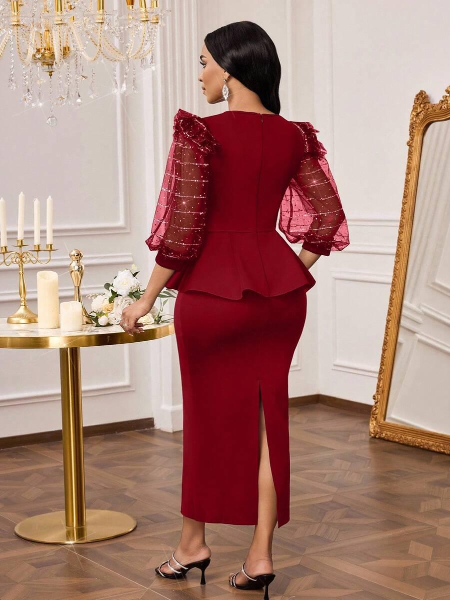 czerwona midi sukienka