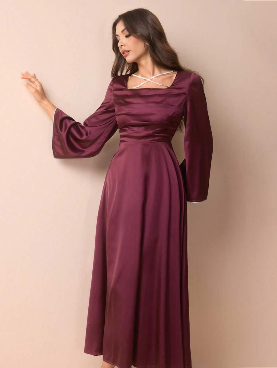 bordowa maxi sukienka 