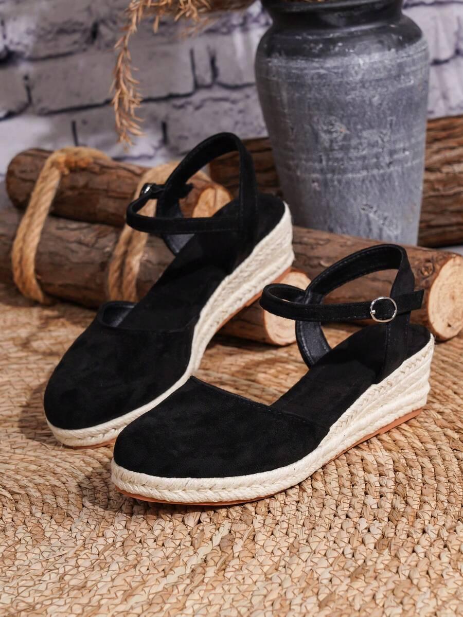 CZARNE ESPADRYLE KOTURN