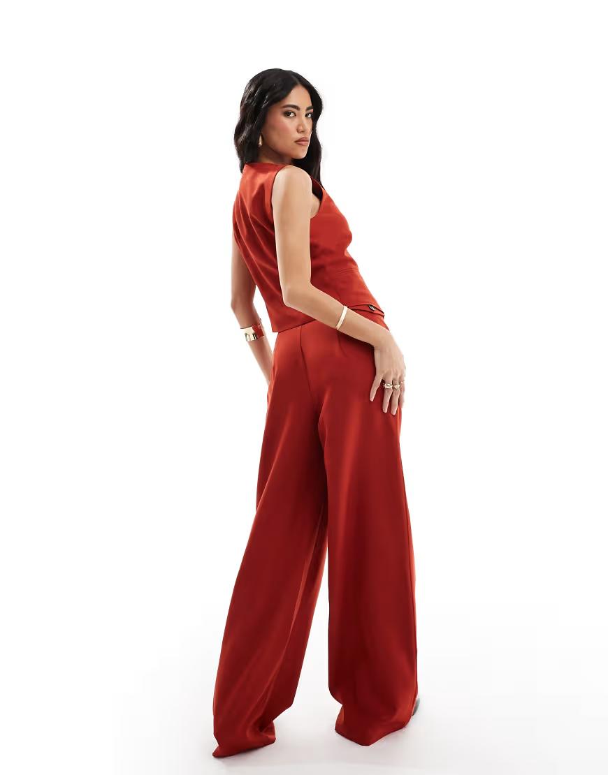 CZERWONE ELEGANCKIE SPODNIE