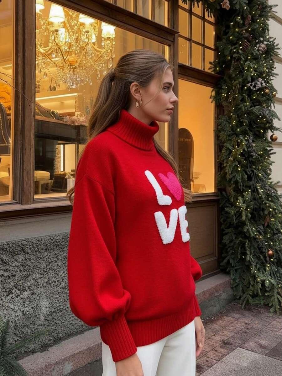 CZERWONY SWETER WZÓR 