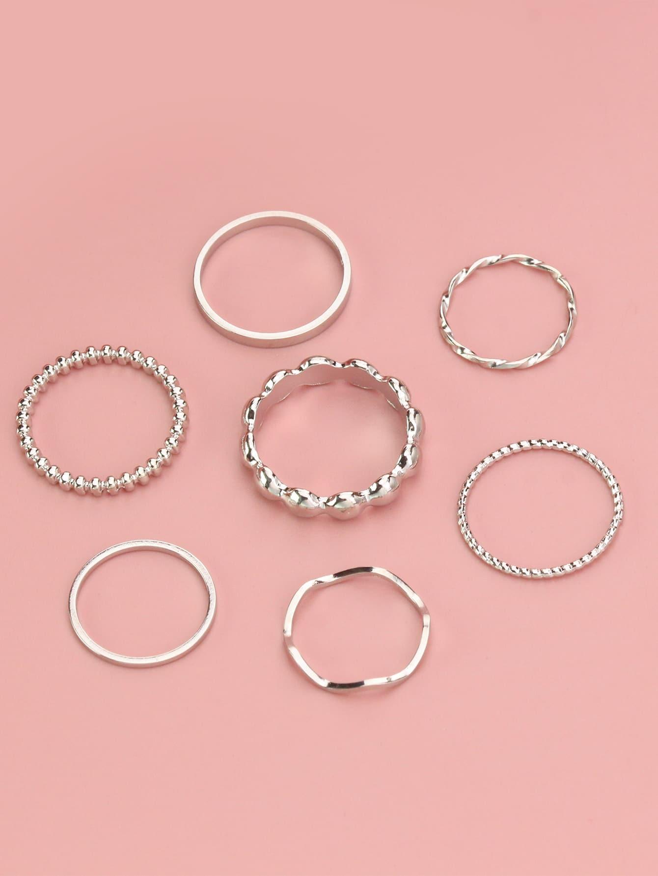 pierścionki tekstura 7-pack