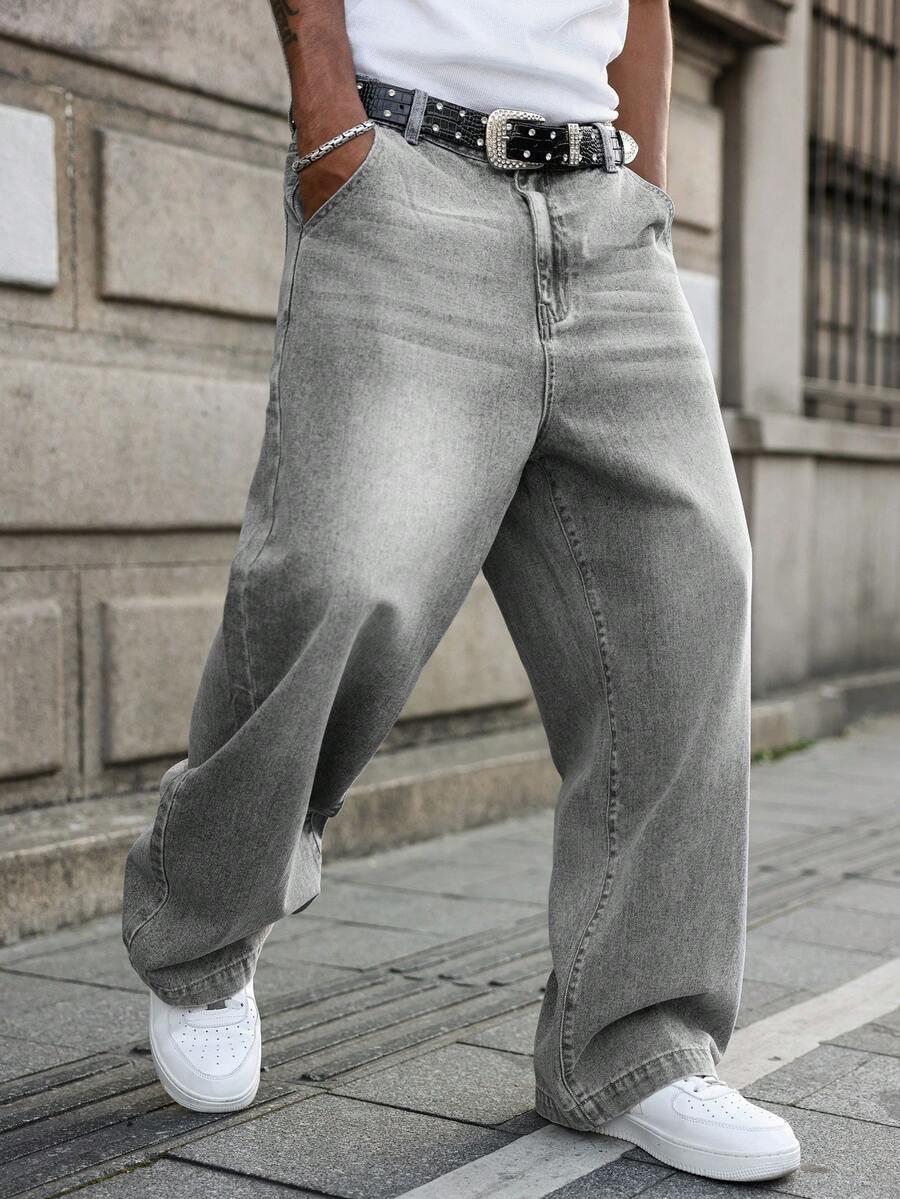 SZARE SPODNIE JEANS