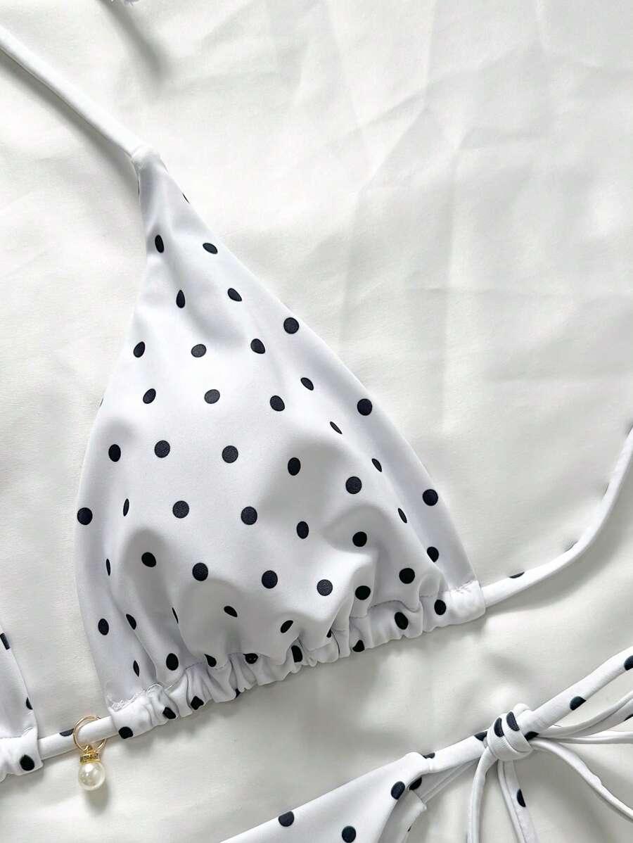 DWUCZĘŚCIOWE BIKINI DAMSKIE W KROPKI 