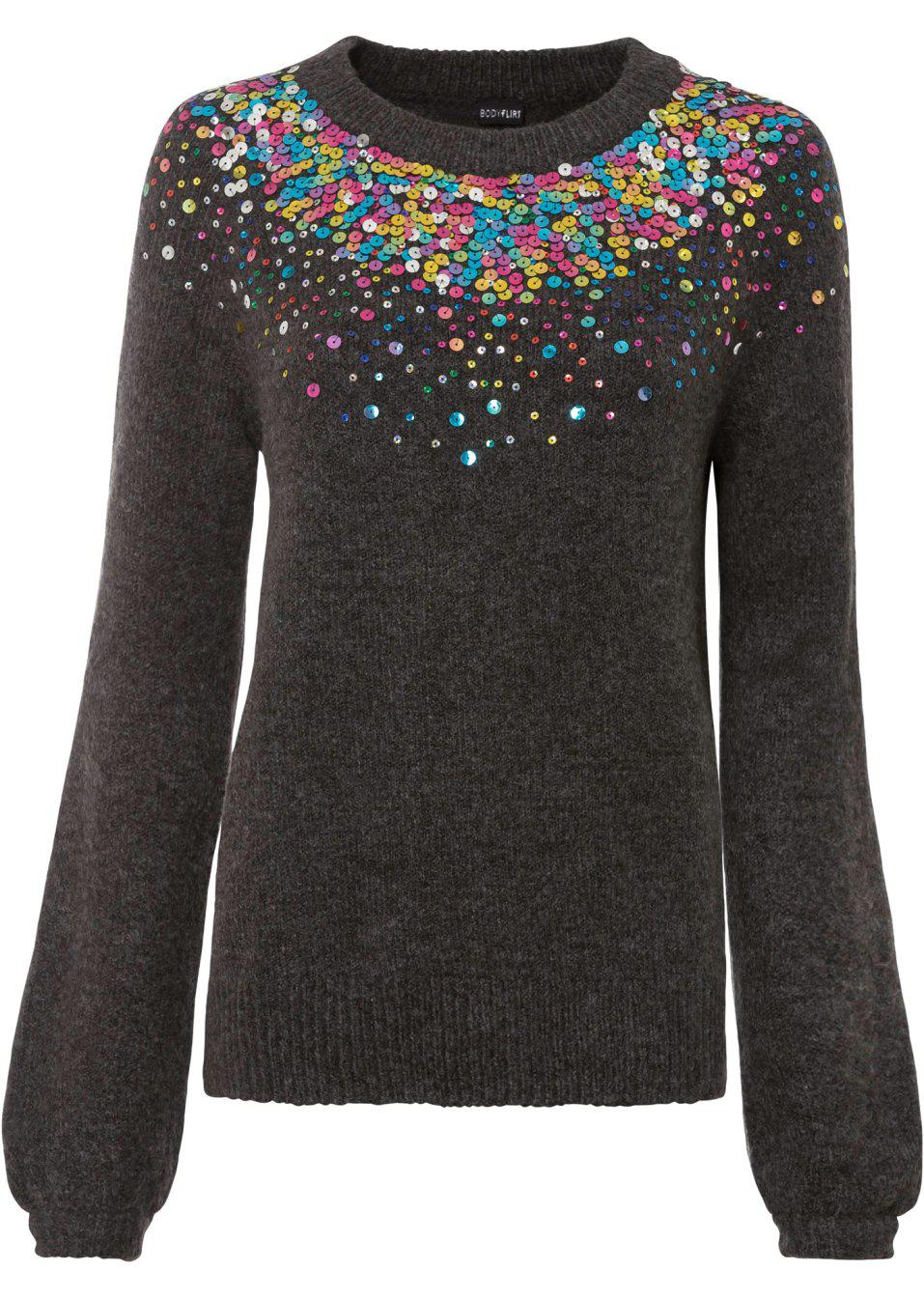 SWETER Z KOLOROWY CEKINAMI 