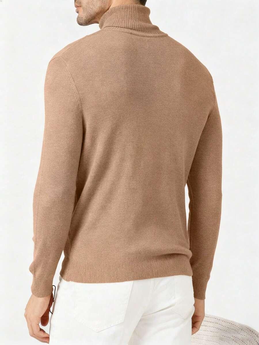 brązowy sweter golf długi rękaw