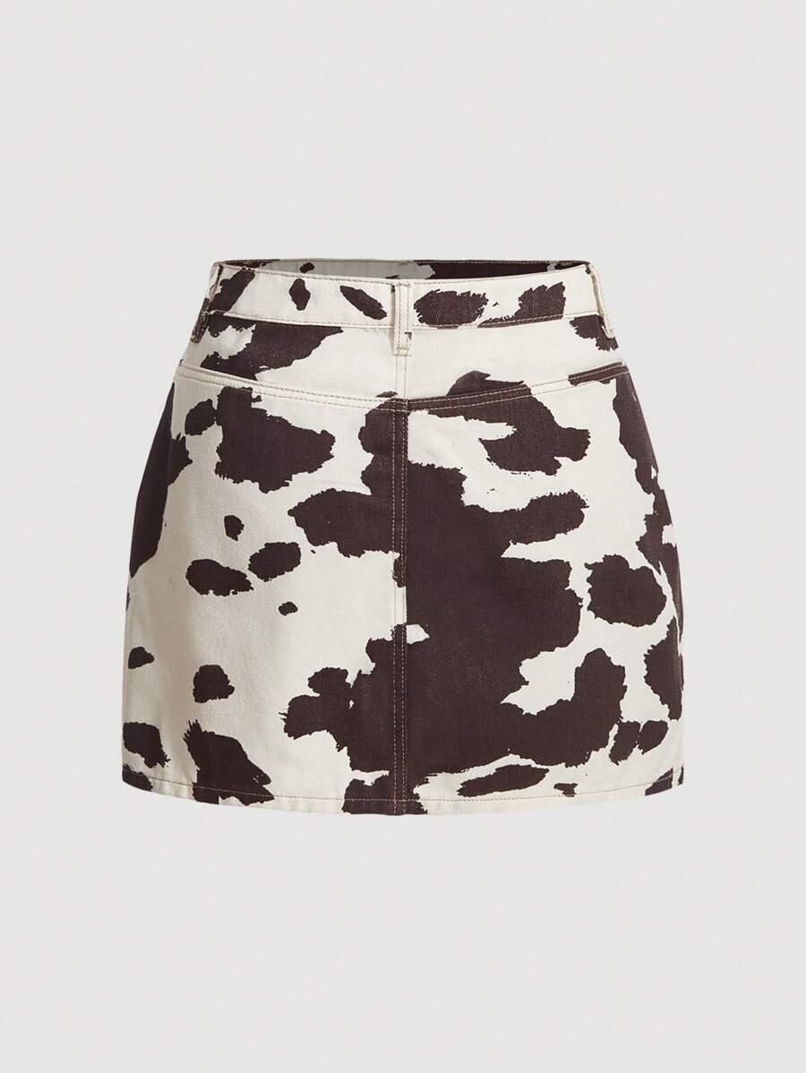 JEANSOWA MINI SPÓDNICA ANIMAL PRINT 