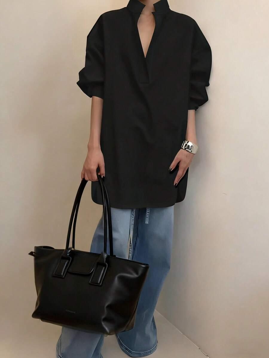 czarna bluzka v neck