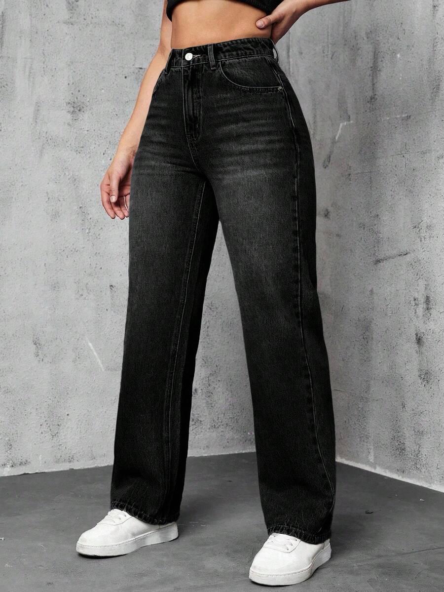 CZARNE SPODNIE JEANS