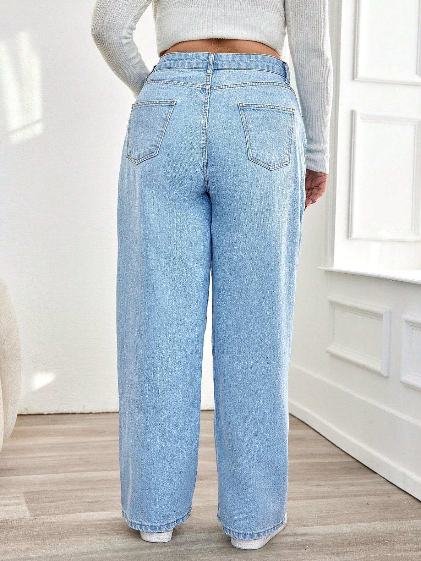 niebieskie szerokie spodnie jeansowe wysoki stan