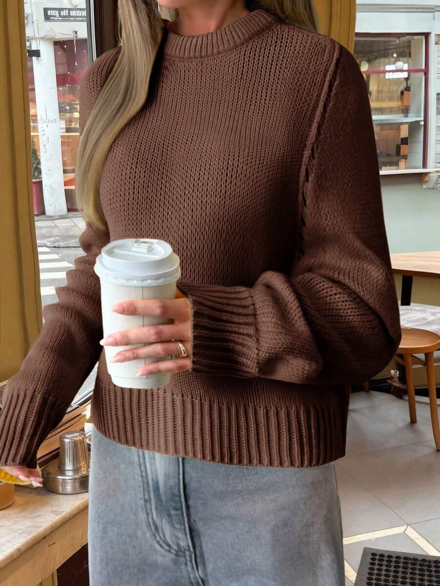 brązowy sweter długi rękaw
