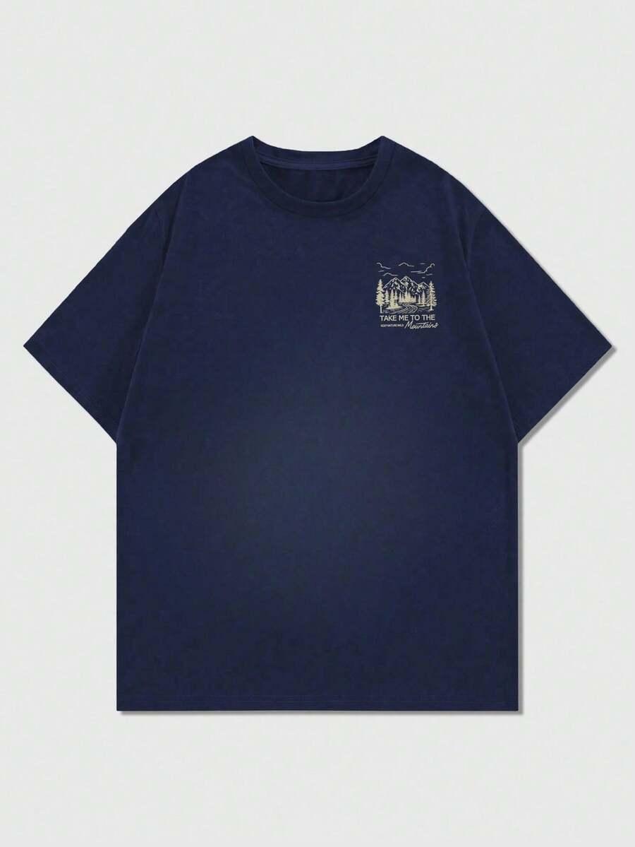 granatowy t-shirt print