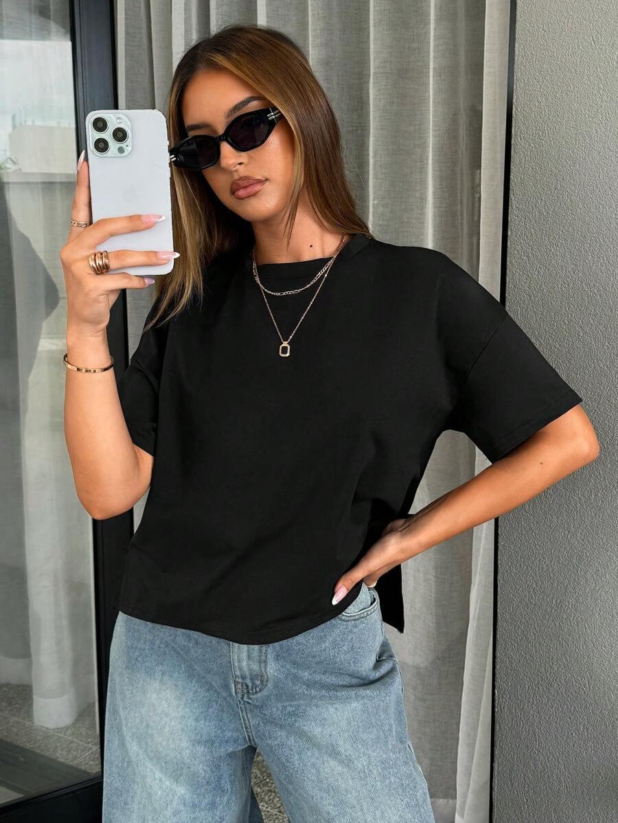 CZARNY T-SHIRT OVERSIZE