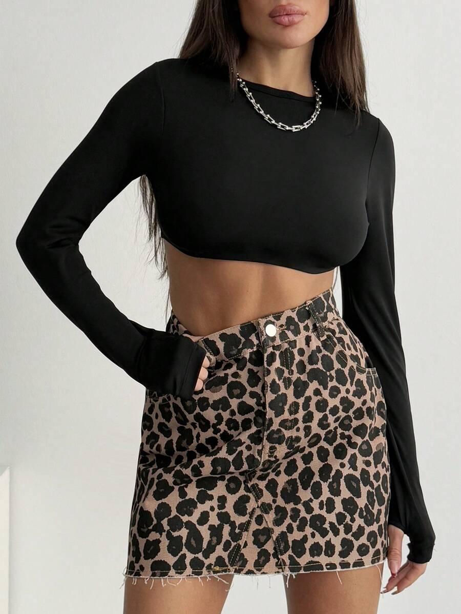 SPÓDNICA JEANS ANIMAL PRINT