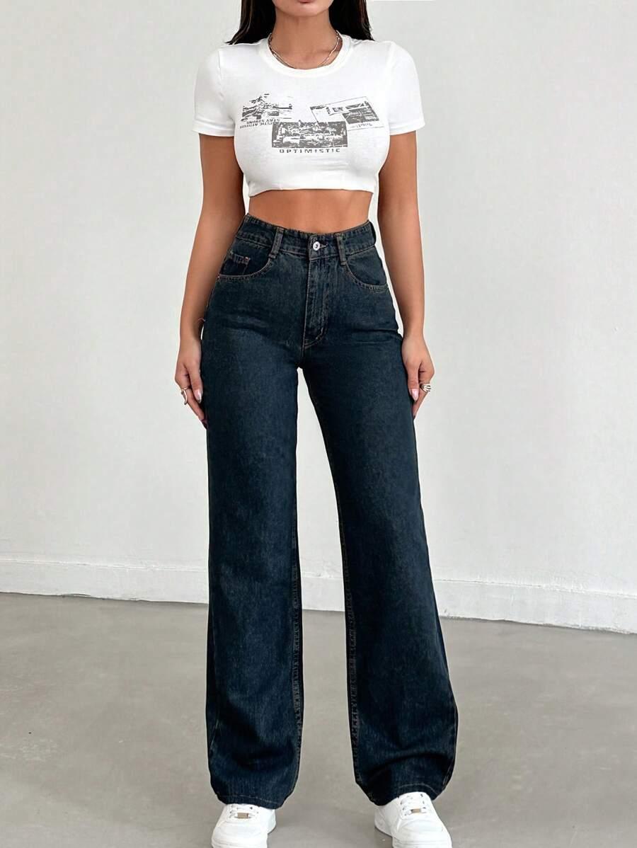 GRANATOWE SPODNIE JEANS