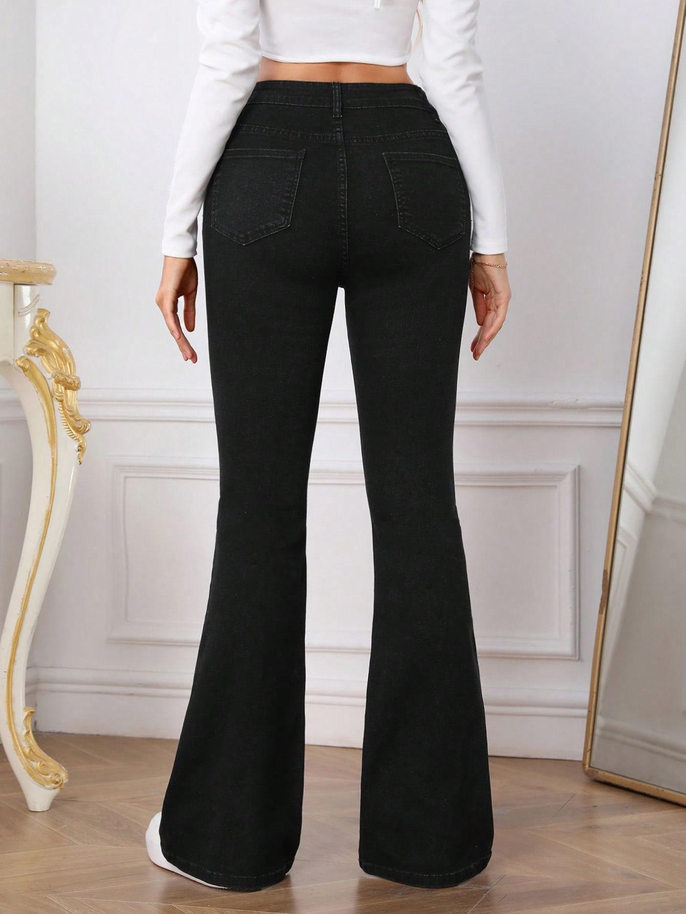 CZARNE SPODNIE JEANS DZWONY