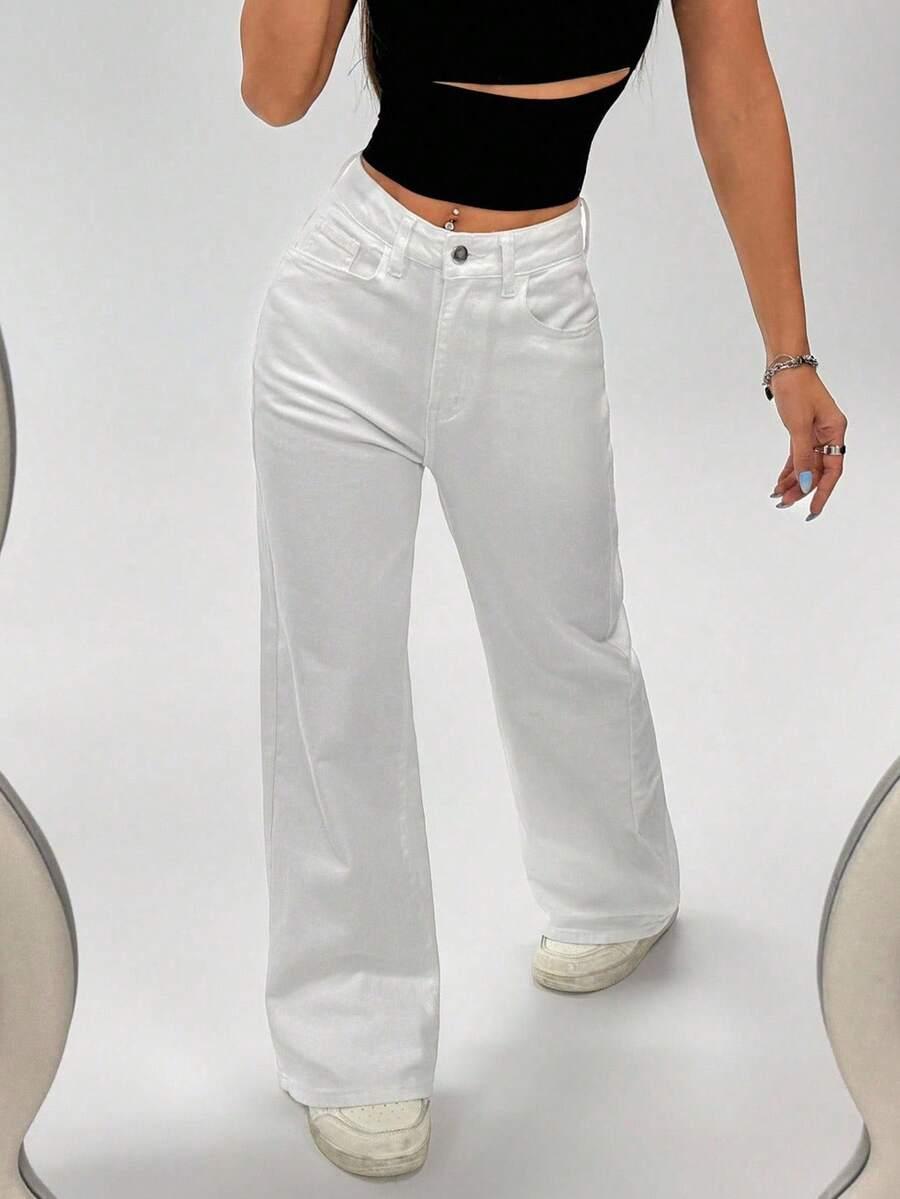 BIAŁE SPODNIE JEANS