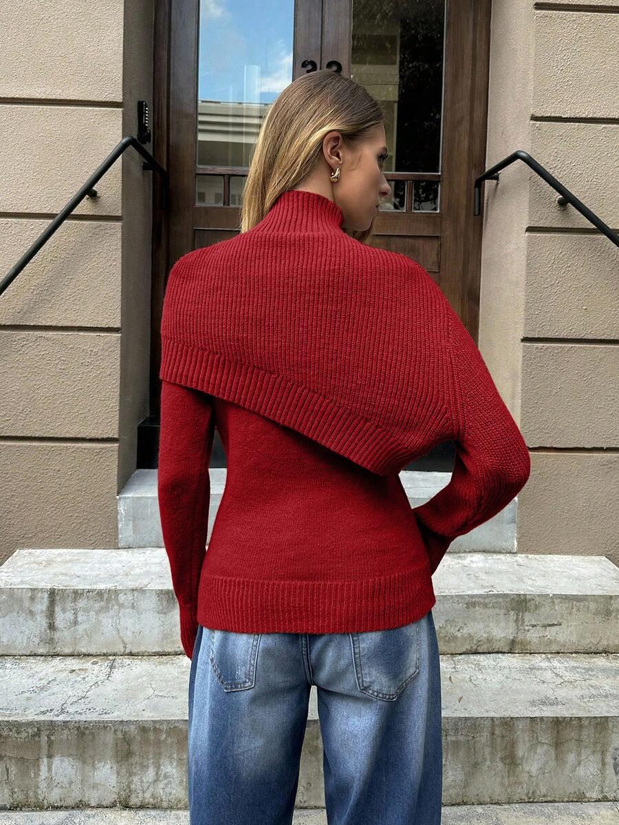 czerwony sweter półgolf
