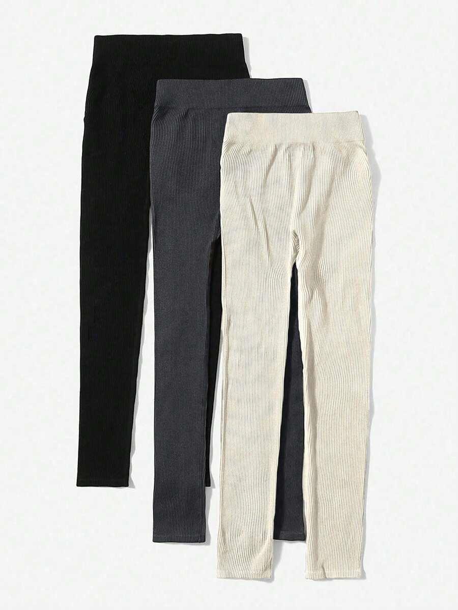 prążkowane legginsy 2-pack