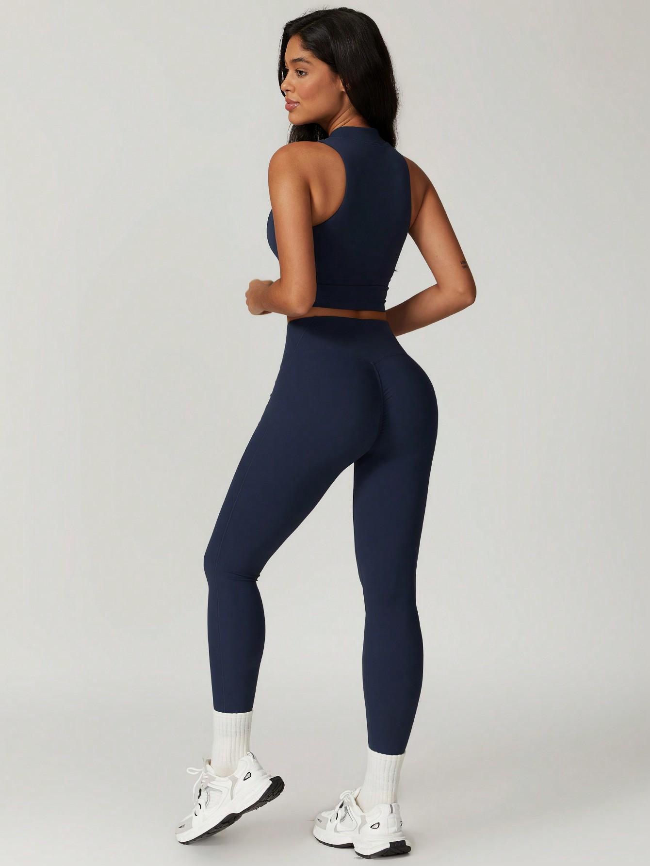 GRANATOWE SPORTOWE LEGGINSY