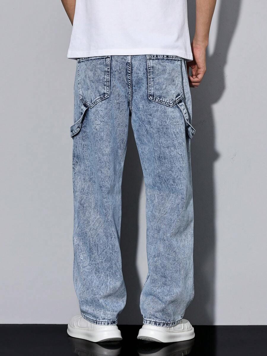 niebieskie spodnie jeans wide leg