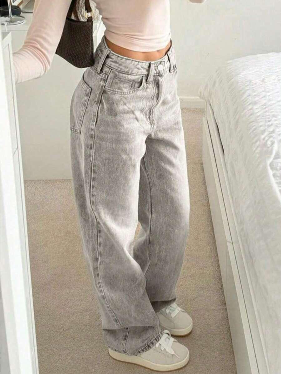 SZARE SPODNIE JEANS