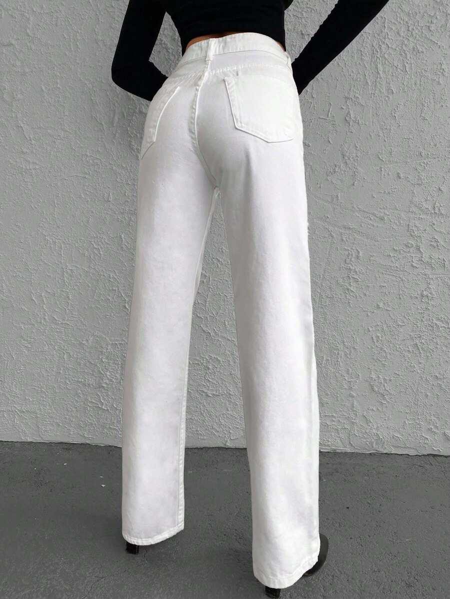 BIAŁE SPODNIE JEANS