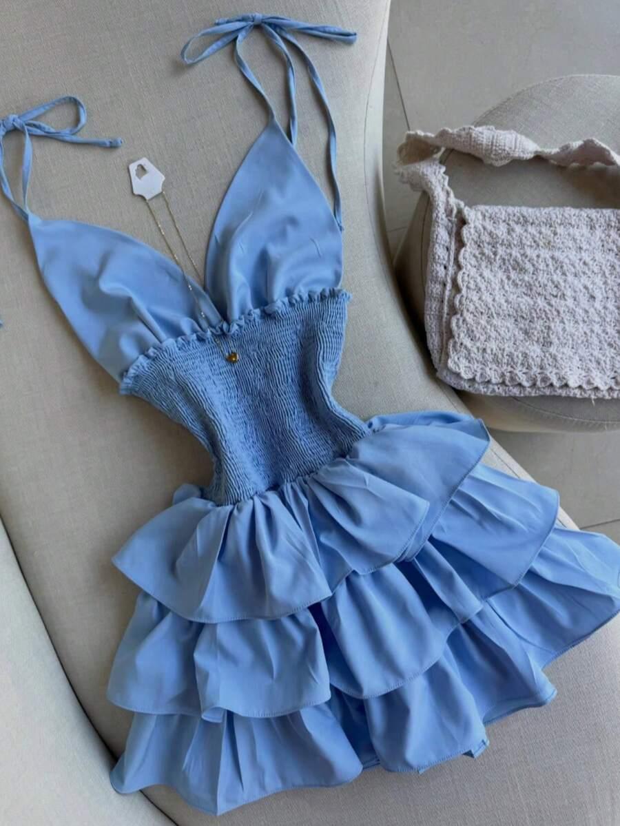 NIEBIESKA MINI SUKIENKA