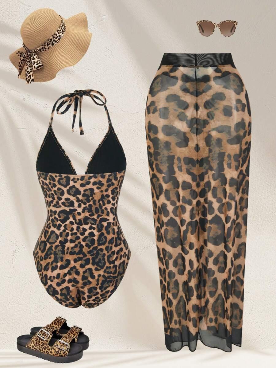 KOMPLET JEDNOCZĘŚCIOWY STRÓJ KĄPIELOWY SARONG ANIMAL