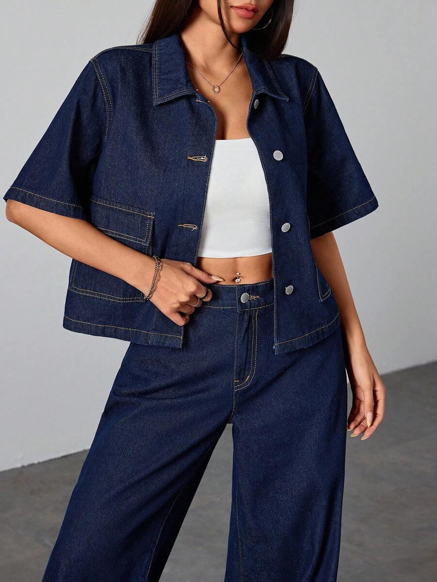 GRANATOWA KURTKA JEANS