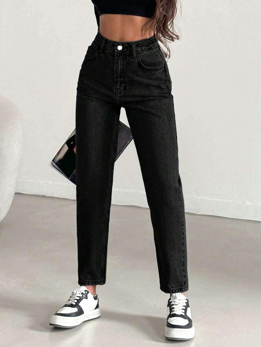 CZARNE SPODNIE JEANS