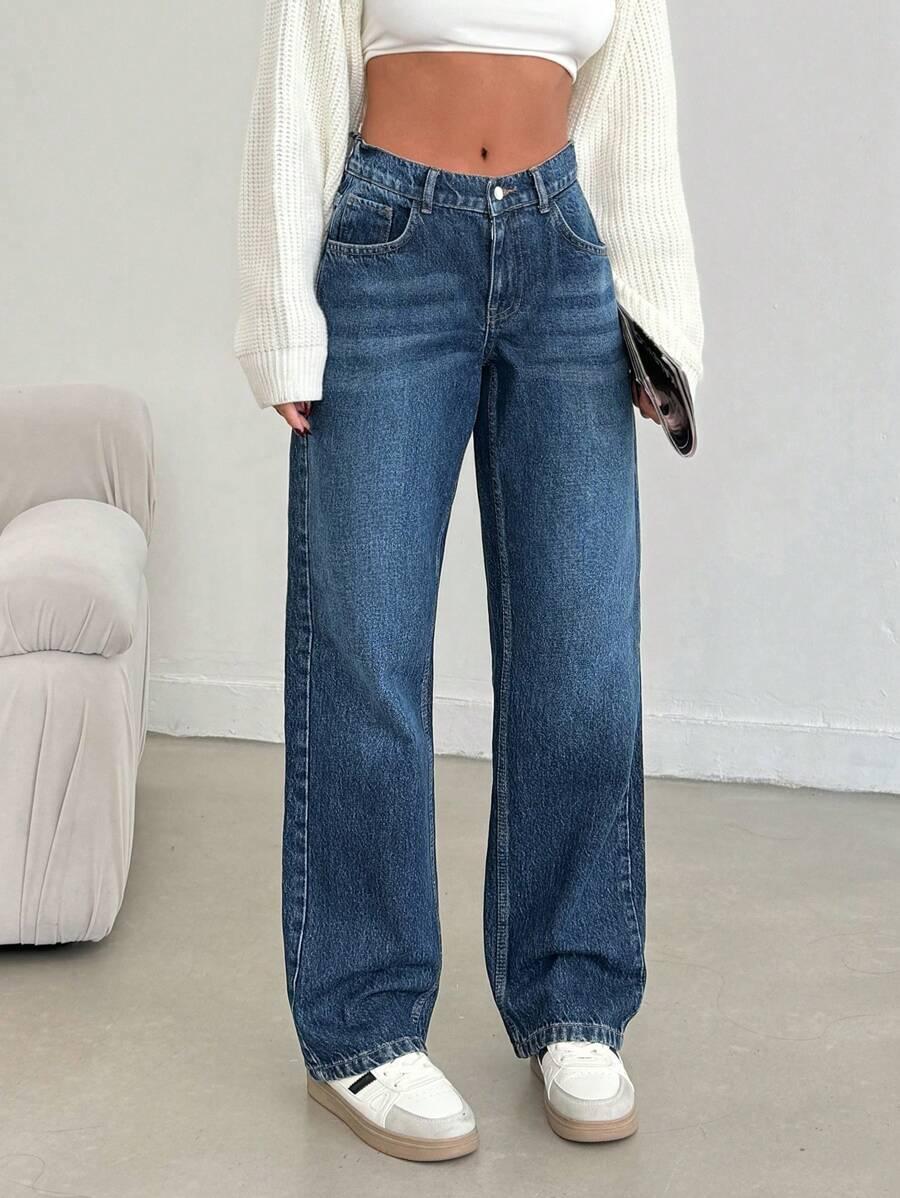 NIEBIESKIE PROSTE JEANSY
