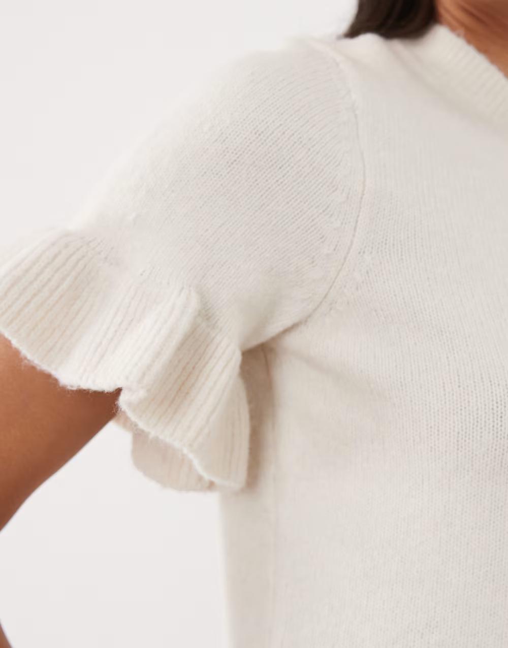beżowy SWETER KRÓTKI RĘKAW