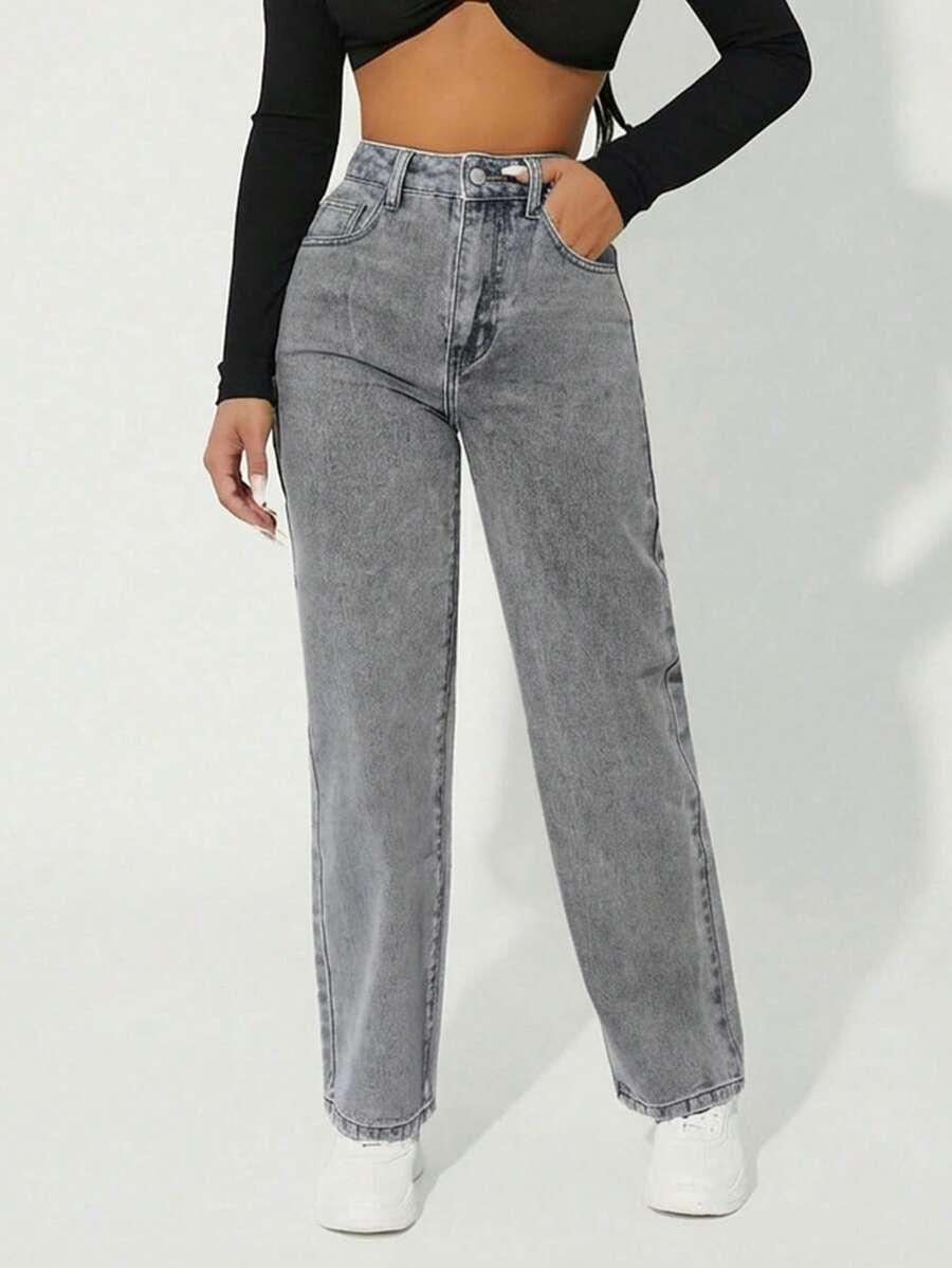 SZARE JEANSY WYSOKI STAN