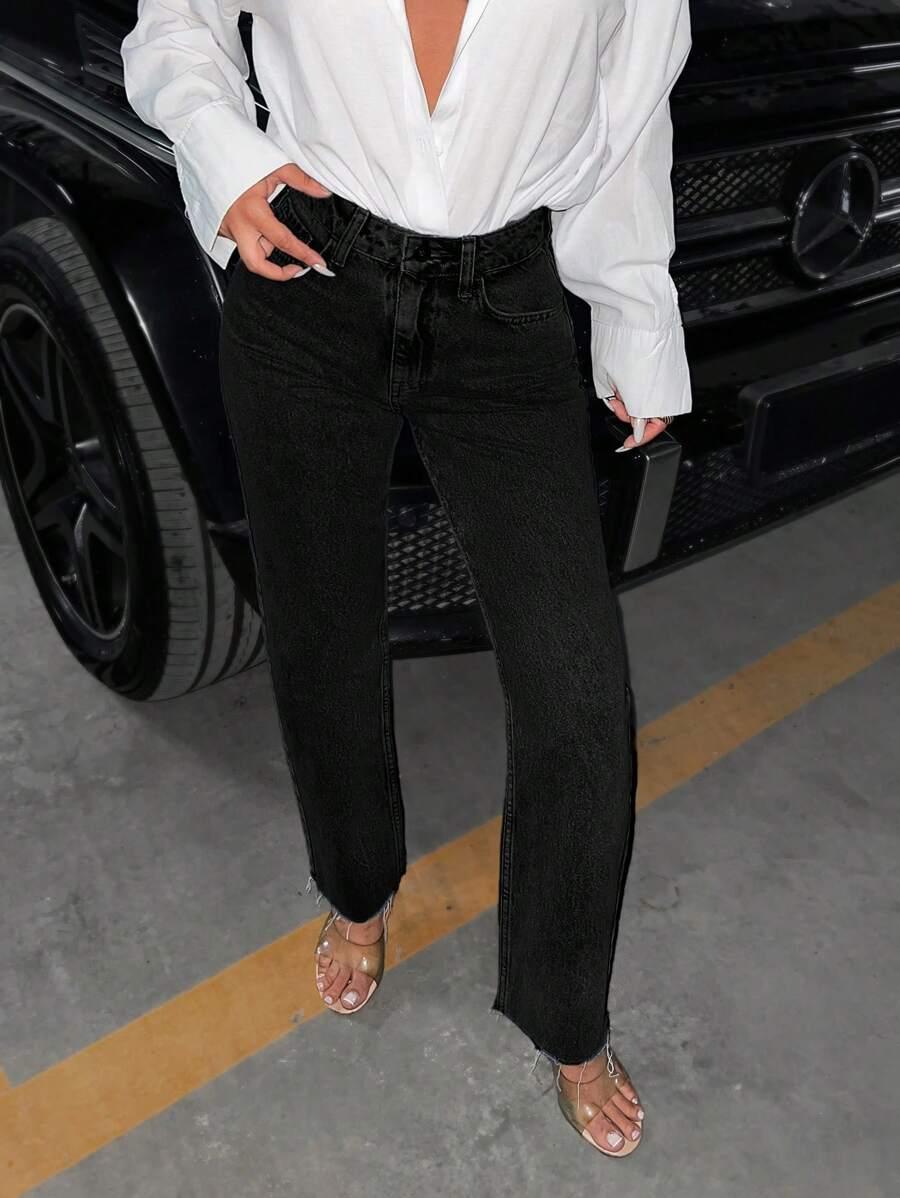 CZARNE SPODNIE JEANS
