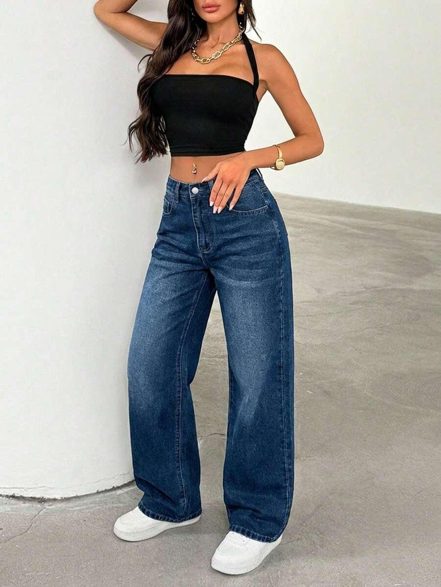 spodnie jeans wysoki stan 