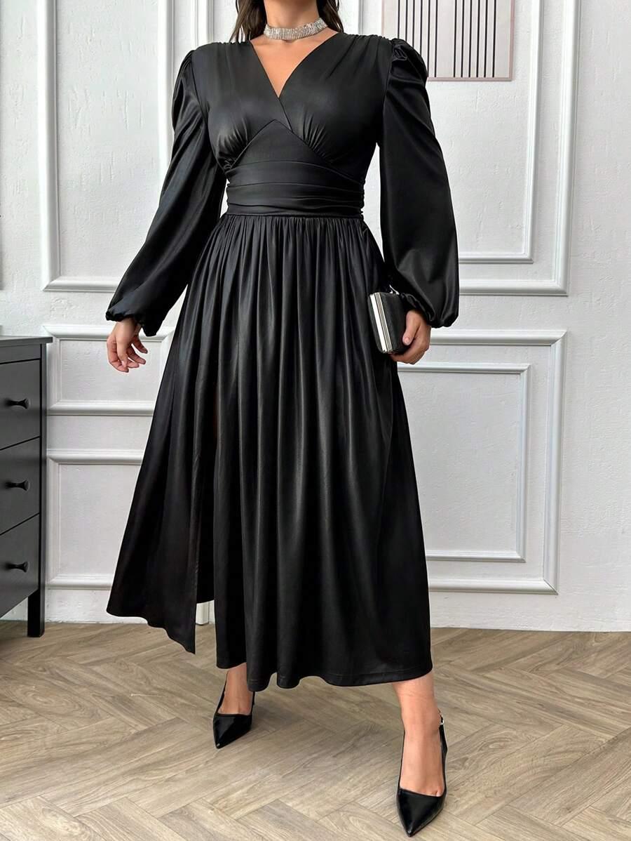 czarna sukienka bufki