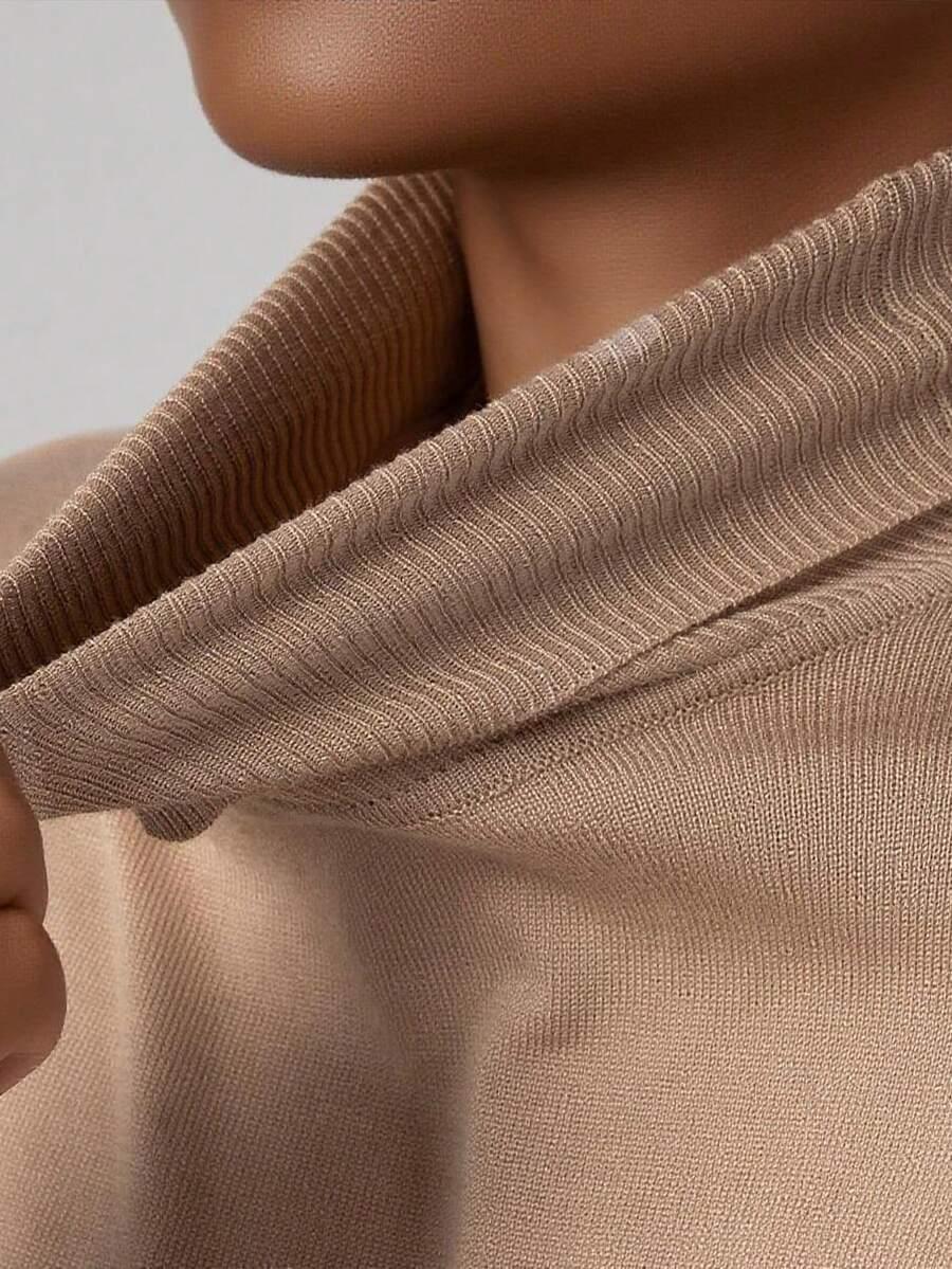 brązowy sweter golf długi rękaw