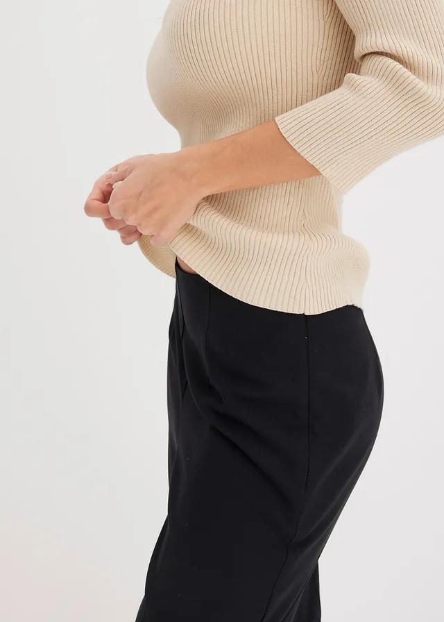 BEŻOWY SWETER PRĄŻKI 